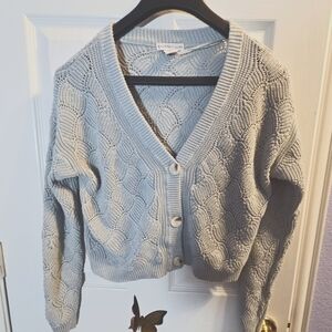 Sincerely Jules cotton crop button Cable Knit Sweater